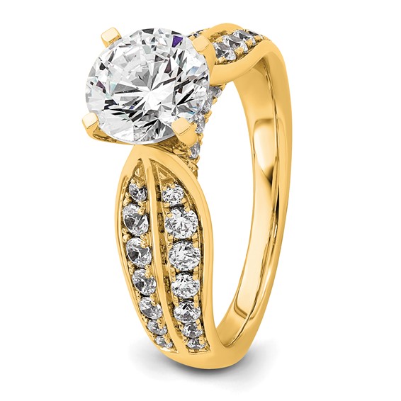 14k 2 1/8 carat Lab Grown Diamond VS/SI+ G+ Round Complete Engagement Ring