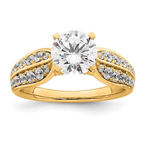 14K Yellow Gold 0.62 Carat Lab Grown Diamond VS SI+ G+ 1.50 Carat Center Round Semi Mount Engagement Ring