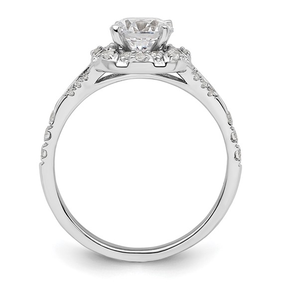 14k White Gold 1/3 carat Lab Grown Diamond VS/SI+ G+ 1 carat Center Round Semi Mount Halo Engagement Ring