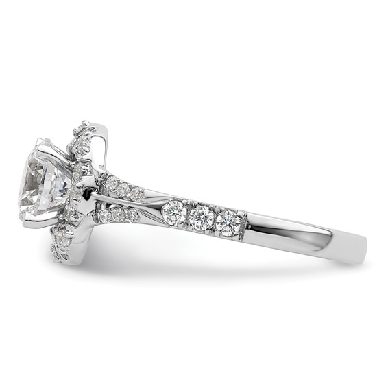 14k White Gold 1/3 carat Lab Grown Diamond VS/SI+ G+ 1 carat Center Round Semi Mount Halo Engagement Ring