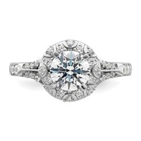 14K White Gold 0.33 Carat Lab Grown Diamond VS SI+ G+ 1 Carat Center Round Semi Mount Halo Engagement Ring view 4