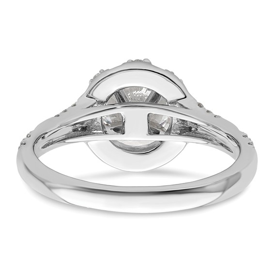 14k White Gold 1/3 carat Lab Grown Diamond VS/SI+ G+ 1 carat Center Round Semi Mount Halo Engagement Ring