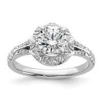 14K White Gold 0.33 Carat Lab Grown Diamond VS SI+ G+ 1 Carat Center Round Semi Mount Halo Engagement Ring view 1