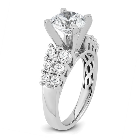 14k White Gold 2 7/8 carat Certified Lab Grown Diamond VS+ F+ Round Complete Engagement Ring