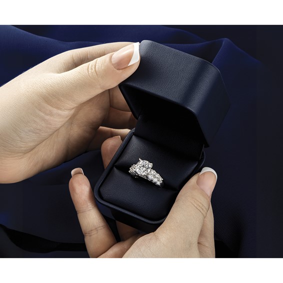 14k White Gold 2 7/8 carat Certified Lab Grown Diamond VS+ F+ Round Complete Engagement Ring