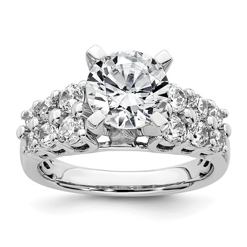 14K White Gold 2.88 Carat Certified Lab Grown Diamond VS+ F+ Round Complete Engagement Ring