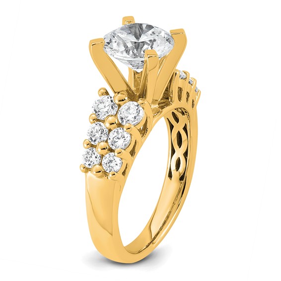 14k 2 7/8 carat Certified Lab Grown Diamond VS+ F+ Round Complete Engagement Ring