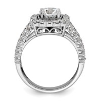 14K White Gold 1.33 Carat Lab Grown Diamond VS SI+ G+ 1 Carat Center Round Semi Mount Engagement Ring view 2