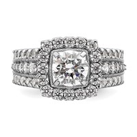 14K White Gold 1.33 Carat Lab Grown Diamond VS SI+ G+ 1 Carat Center Round Semi Mount Engagement Ring view 4