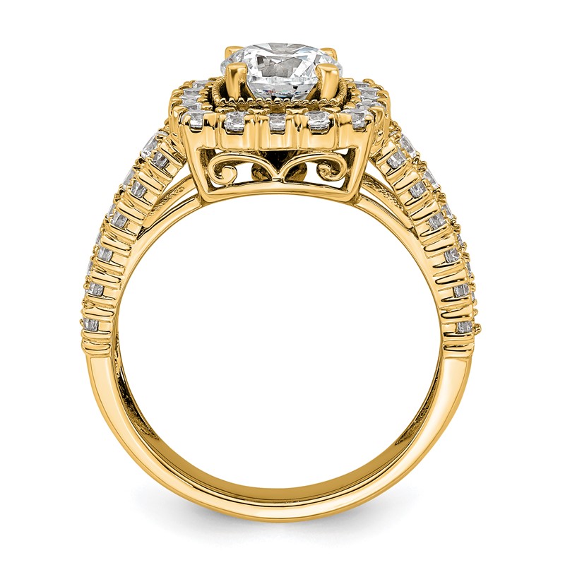 14k 1 1/3 carat Lab Grown Diamond VS/SI+ G+ 1 carat Center Round Semi Mount Engagement Ring