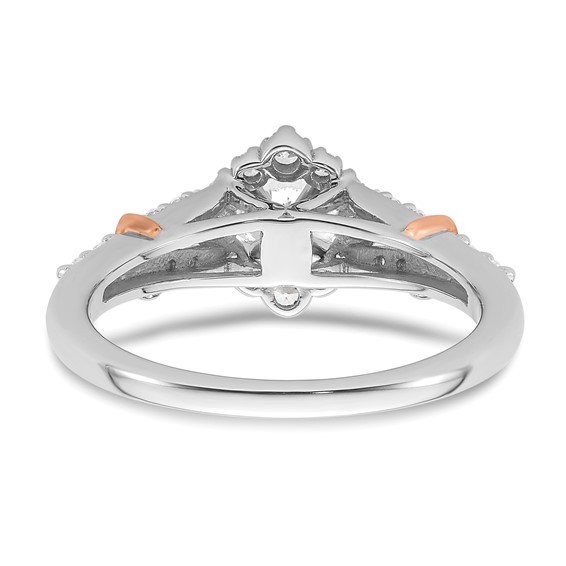 14k Two-tone Vintage Halo Diamond Semi-Mount Engagement Ring