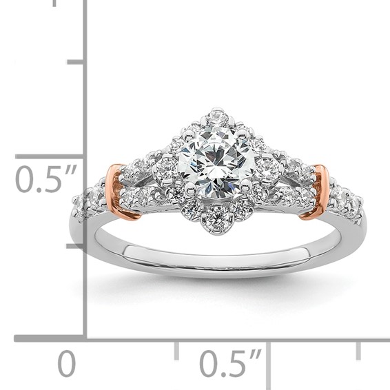 14k Two-tone Vintage Halo Diamond Semi-Mount Engagement Ring