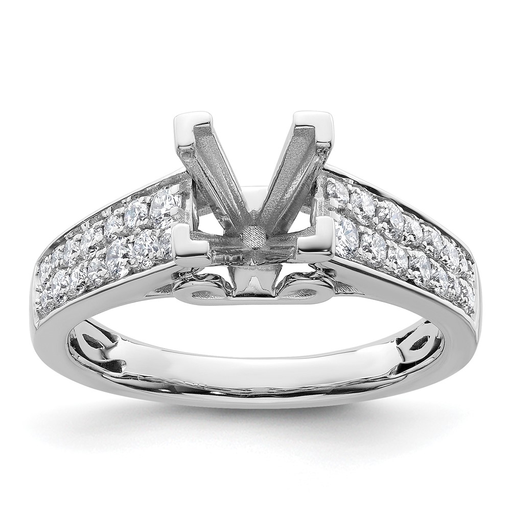 14K White Gold 0.50 Carat Lab Grown Diamond VS SI+ G+ 1.25 Carat Princess Center Semi Mount Engagement Ring