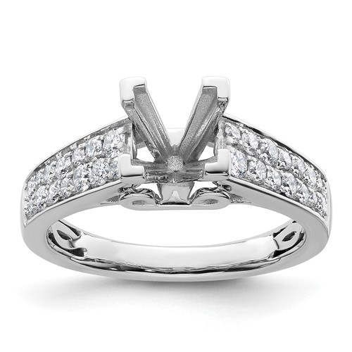 14K White Gold 0.50 Carat Lab Grown Diamond VS SI+ G+ 1.25 Carat Princess Center Semi Mount Engagement Ring