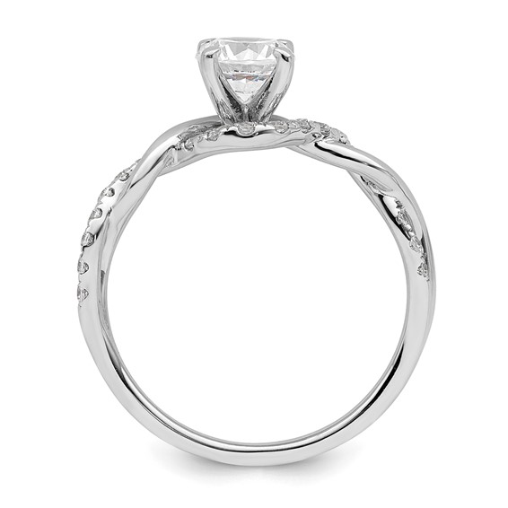 14k White Gold Twist (Holds 5/8 carat (5.8mm) Round Center) 1/4 carat Diamond Semi-mount Engagement Ring