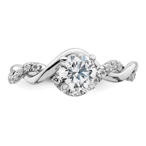 14k White Gold Twist (Holds 5/8 carat (5.8mm) Round Center) 1/4 carat Diamond Semi-mount Engagement Ring