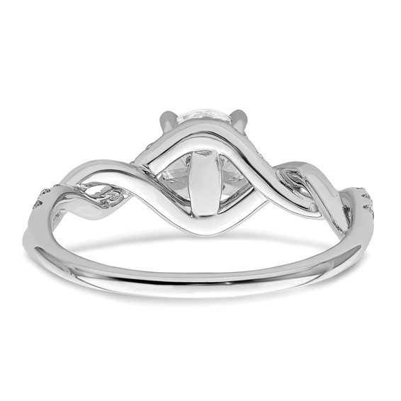 14k White Gold Twist (Holds 5/8 carat (5.8mm) Round Center) 1/4 carat Diamond Semi-mount Engagement Ring