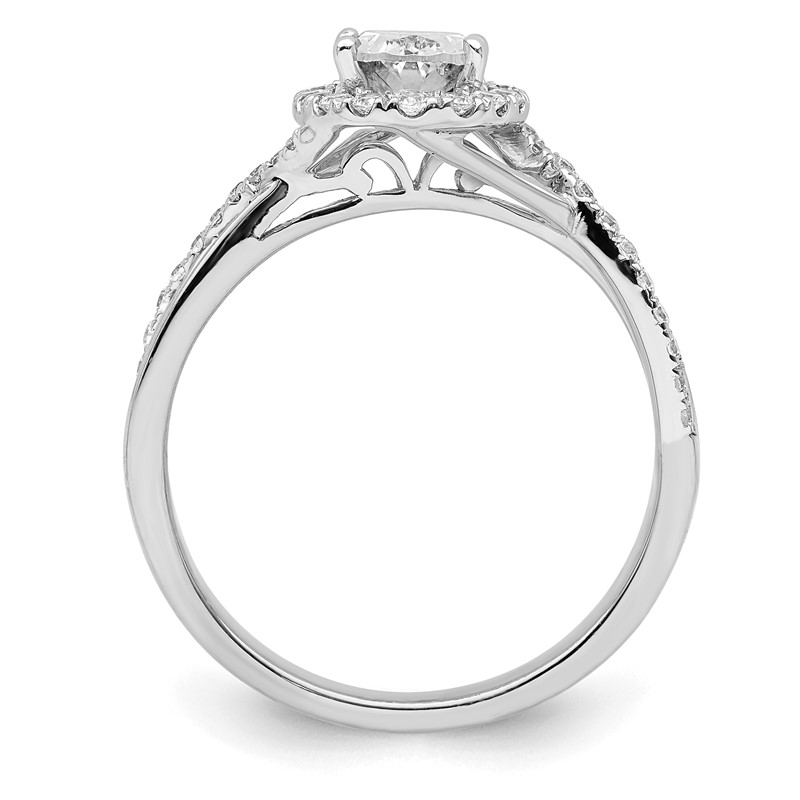 14k White Gold 1/4 carat Lab Grown Diamond VS/SI+ G+ 3/4 carat Center Round Semi Mount Bypass Engagement Ring