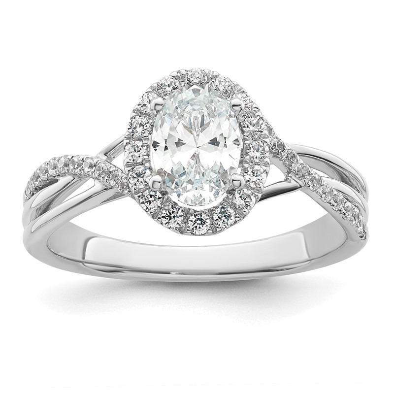14k White Gold 1/4 carat Lab Grown Diamond VS/SI+ G+ 3/4 carat Center Round Semi Mount Bypass Engagement Ring