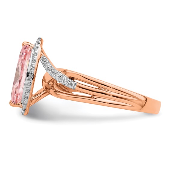 14k Rose Gold Complete Diamond/Morganite Marquise Engagement Ring