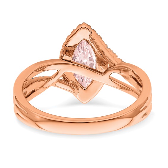 14k Rose Gold Complete Diamond/Morganite Marquise Engagement Ring