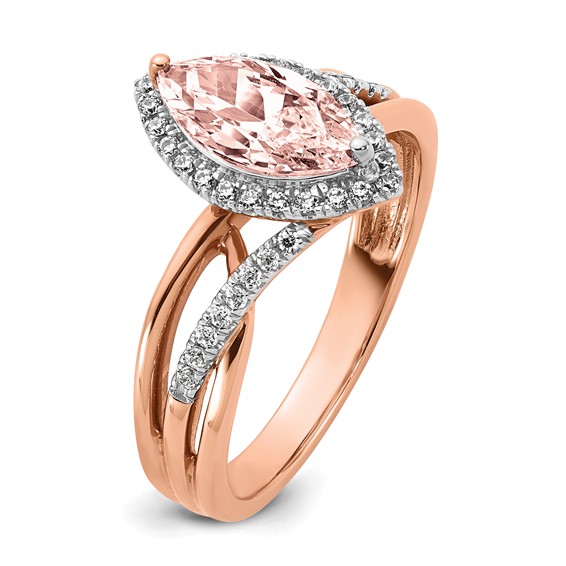 14k Rose Gold Complete Diamond/Morganite Marquise Engagement Ring
