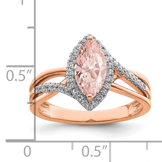 14k Rose Gold Complete Diamond/Morganite Marquise Engagement Ring