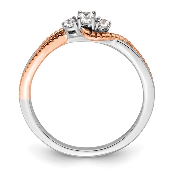 First Promise 14k White and Rose Gold 3-Stone 1/8 carat Round Diamond Complete Promise/Engagement Ring