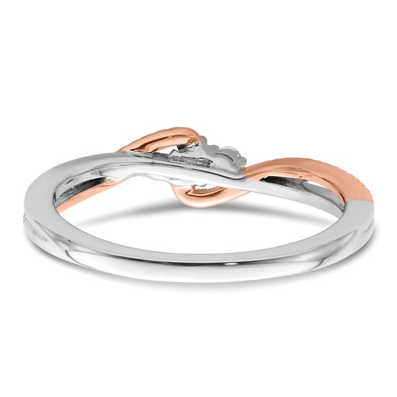 First Promise 14k White and Rose Gold 3-Stone 1/8 carat Round Diamond Complete Promise/Engagement Ring