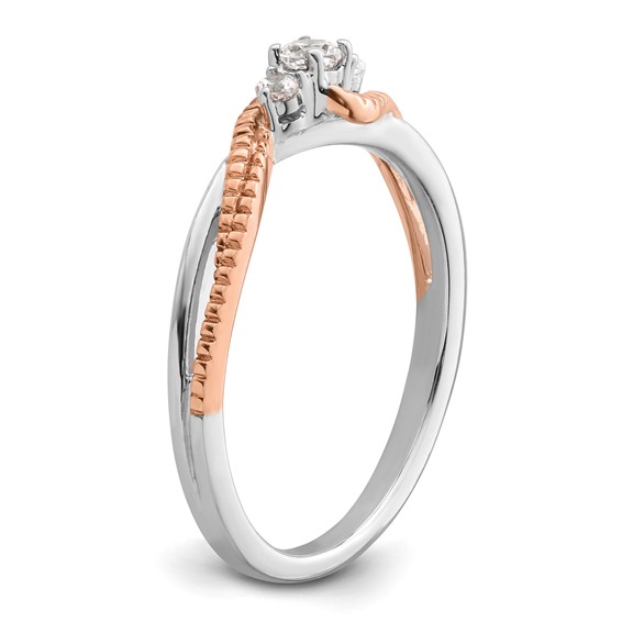 First Promise 14k White and Rose Gold 3-Stone 1/8 carat Round Diamond Complete Promise/Engagement Ring