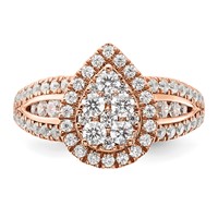 14K Rose Gold 1.25 Carat Lab Grown Diamond VS SI+ G+ Complete Cluster Engagement Ring view 4