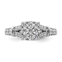 14K White Gold 1 Carat Lab Grown Diamond VS SI+ G+ Complete Cluster Engagement Ring view 4
