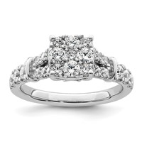 14K White Gold 1 Carat Lab Grown Diamond VS SI+ G+ Complete Cluster Engagement Ring view 1