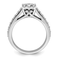 14K White Gold 1 Carat Lab Grown Diamond VS SI+ G+ Complete Cluster Engagement Ring view 2