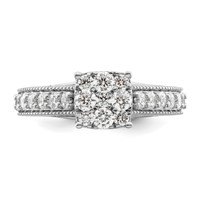 14K White Gold 1 Carat Lab Grown Diamond VS SI+ G+ Complete Cluster Engagement Ring view 4