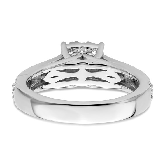 14k White Gold 1 carat Lab Grown Diamond VS/SI+ G+ Complete Cluster Engagement Ring