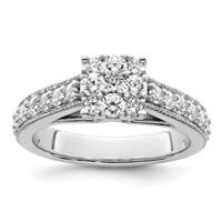 14K White Gold 1 Carat Lab Grown Diamond VS SI+ G+ Complete Cluster Engagement Ring view 1