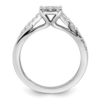 14K White Gold 0.50 Carat Lab Grown Diamond VS SI+ G+ Complete Cluster Engagement Ring view 2