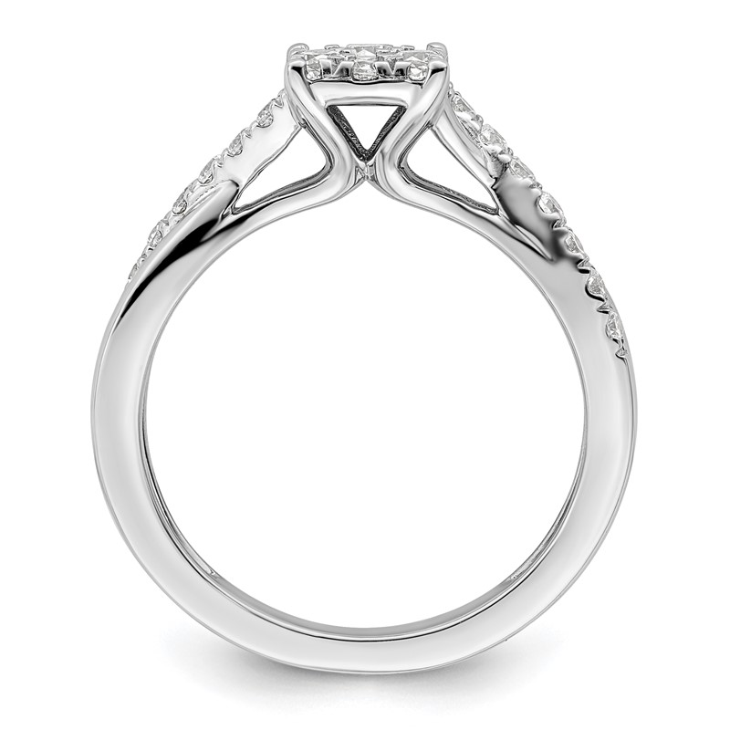 14k White Gold 1/2 carat Lab Grown Diamond VS/SI+ G+ Complete Cluster Engagement Ring