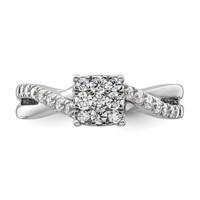 14K White Gold 0.50 Carat Lab Grown Diamond VS SI+ G+ Complete Cluster Engagement Ring view 4