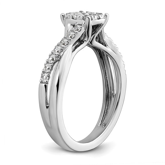 14k White Gold 1/2 carat Lab Grown Diamond VS/SI+ G+ Complete Cluster Engagement Ring