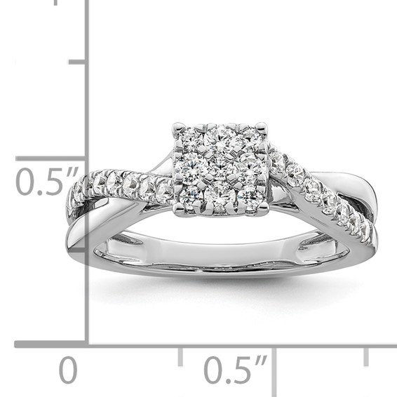 14k White Gold 1/2 carat Lab Grown Diamond VS/SI+ G+ Complete Cluster Engagement Ring