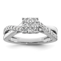 14K White Gold 0.50 Carat Lab Grown Diamond VS SI+ G+ Complete Cluster Engagement Ring view 1