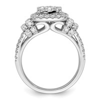 14K White Gold 1.50 Carat Lab Grown Diamond VS SI+ G+ Complete Cluster Engagement Ring view 2
