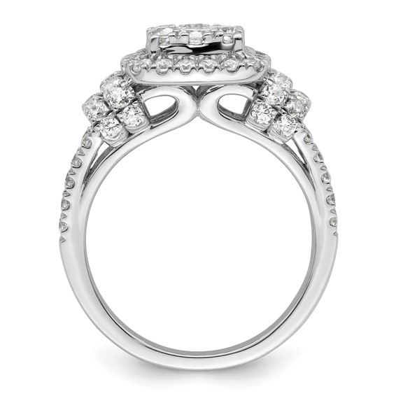 14k White Gold 1 1/2 carat Lab Grown Diamond VS/SI+ G+ Complete Cluster Engagement Ring