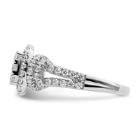 14K White Gold 1.50 Carat Lab Grown Diamond VS SI+ G+ Complete Cluster Engagement Ring view 3