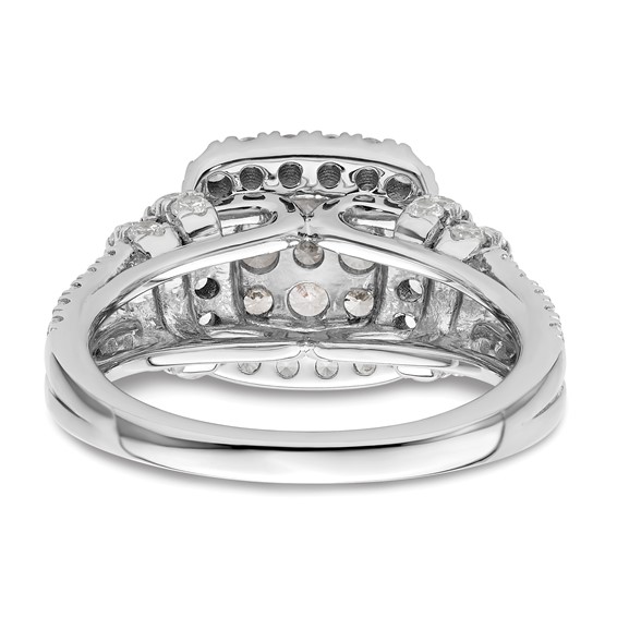 14k White Gold 1 1/2 carat Lab Grown Diamond VS/SI+ G+ Complete Cluster Engagement Ring