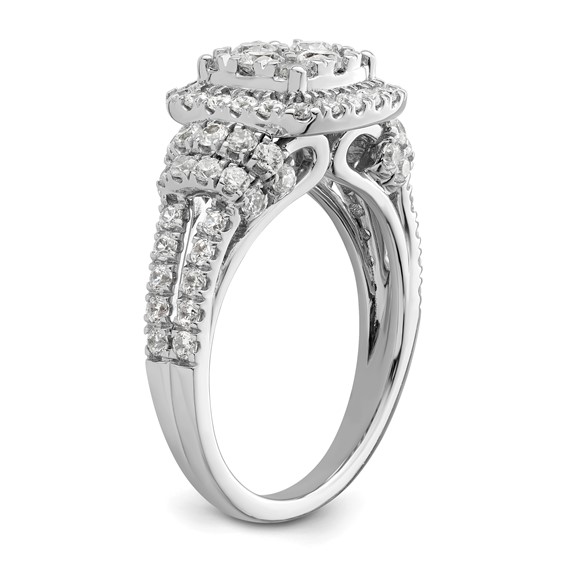 14k White Gold 1 1/2 carat Lab Grown Diamond VS/SI+ G+ Complete Cluster Engagement Ring