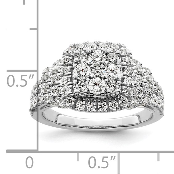 14k White Gold 1 1/2 carat Lab Grown Diamond VS/SI+ G+ Complete Cluster Engagement Ring