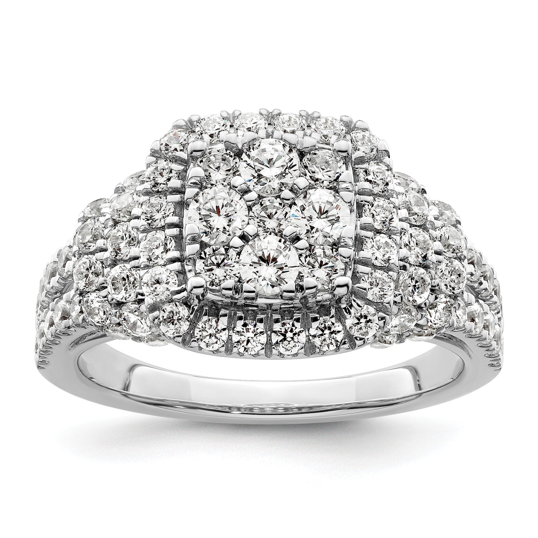 14k White Gold 1 1/2 carat Lab Grown Diamond VS/SI+ G+ Complete Cluster Engagement Ring (RM8821E-150-WLG)